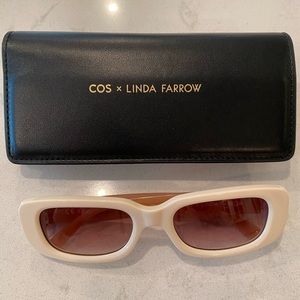 COS x Linda Farrow The Rectangle Acetate Sunglasses - Cream / Pink (worn once)